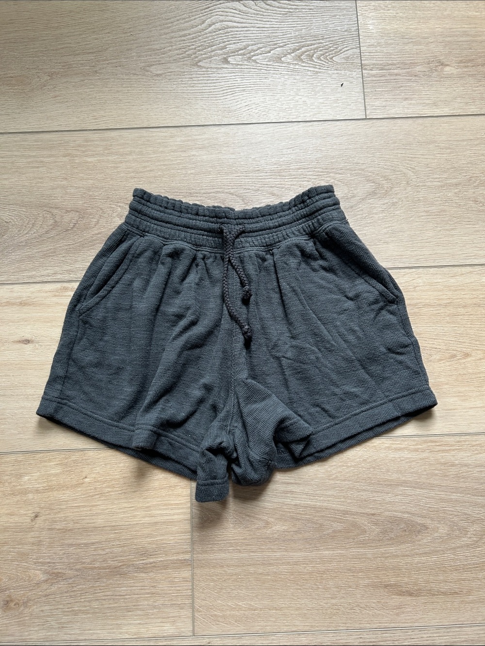 aerie Charcoal Black Cozy Knit Drawstring Shorts
